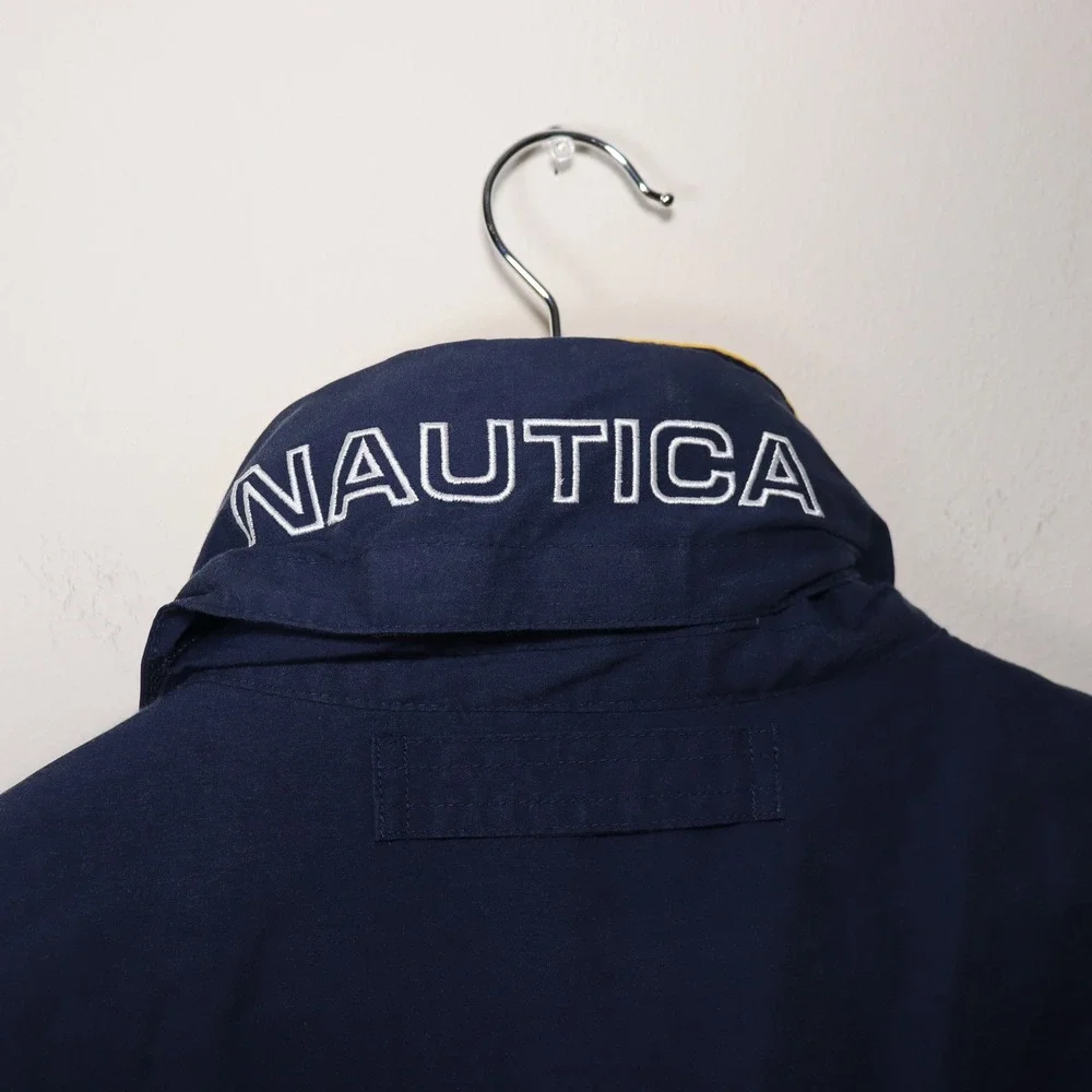 Vintage 90's Nautica Sailing Jacket Navy Blue White Yellow